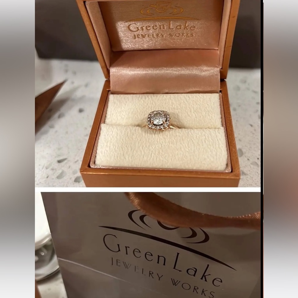 Custom 14k rose gold 0.87ct Round H - S11 lab diamond engagement ring